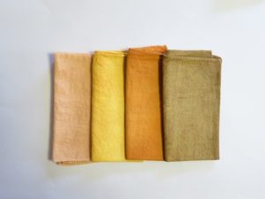 玉ねぎ染め4種類の媒染の色見本